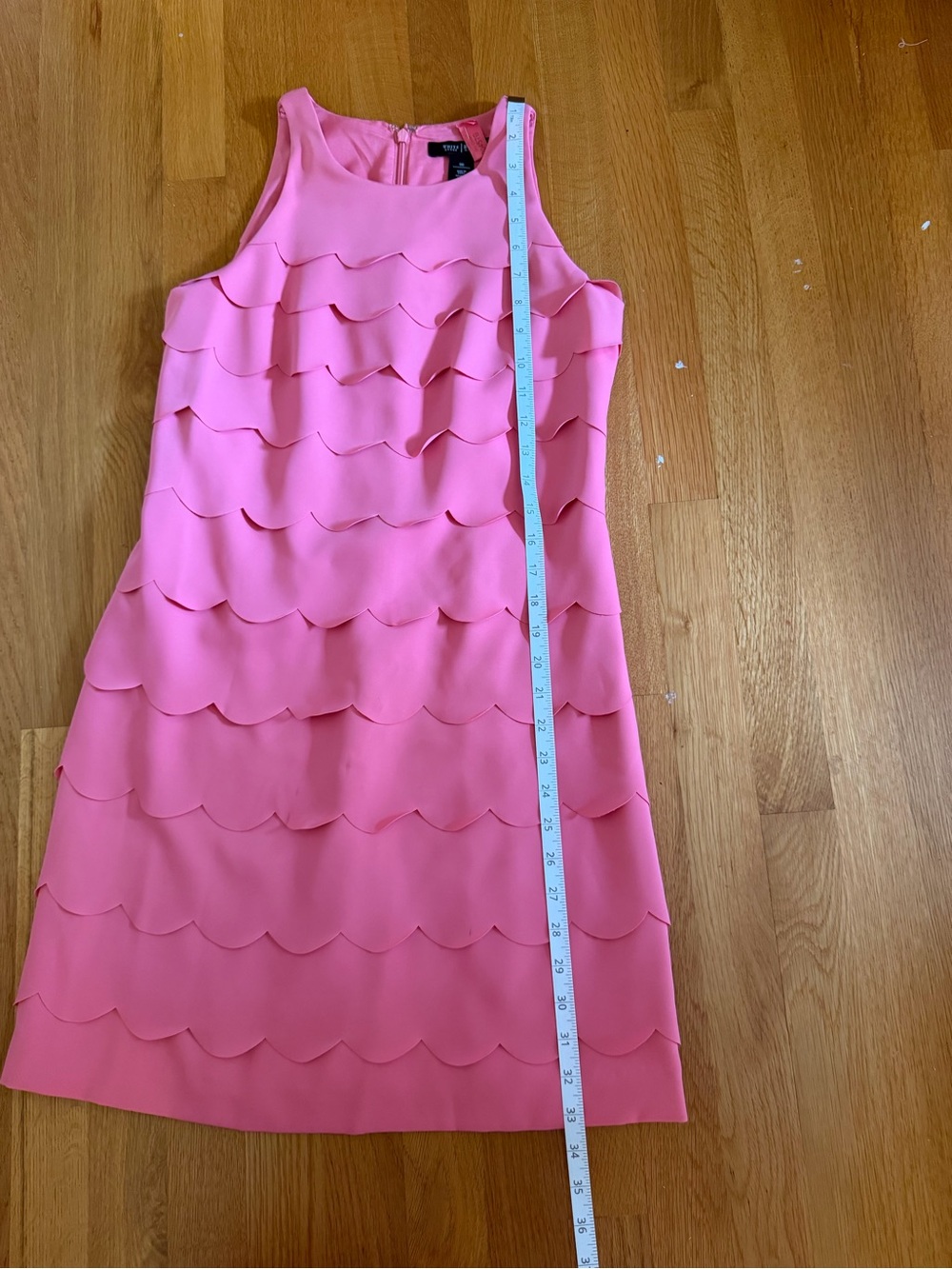 WHBM 00 Pink Scallop Tiered Sleeveless Dress - Picture 8 of 10